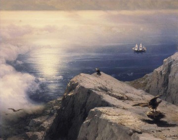  costero Pintura - Ivan Aivazovsky un paisaje costero rocoso en la montaña del Egeo